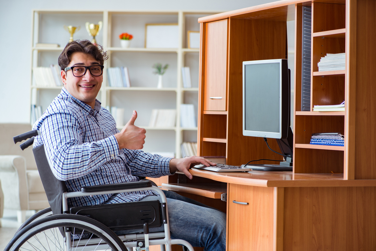 Disabled Student Studying at Home